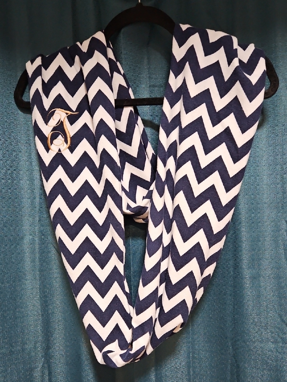 Chevron Infinity Scarf - Navy & White